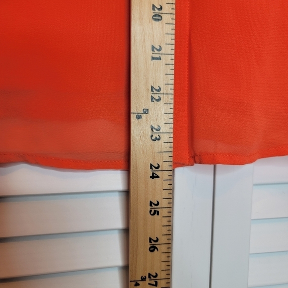 NAKED ZEBRA Ruffle Jersey Top Orange Sleeveless V Neck Front Pocket Women Small - Picture 9 of 9